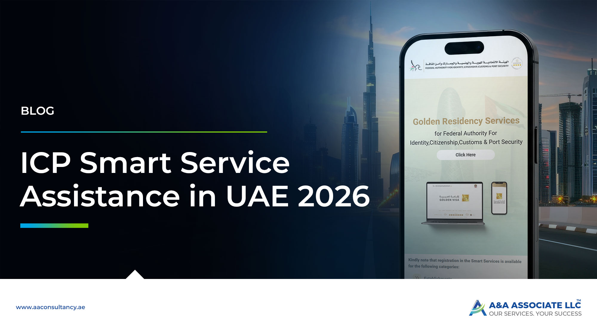 ICP Smart Services assistance in UAE for visa, Emirates ID, residency and immigration services by A&A Associate