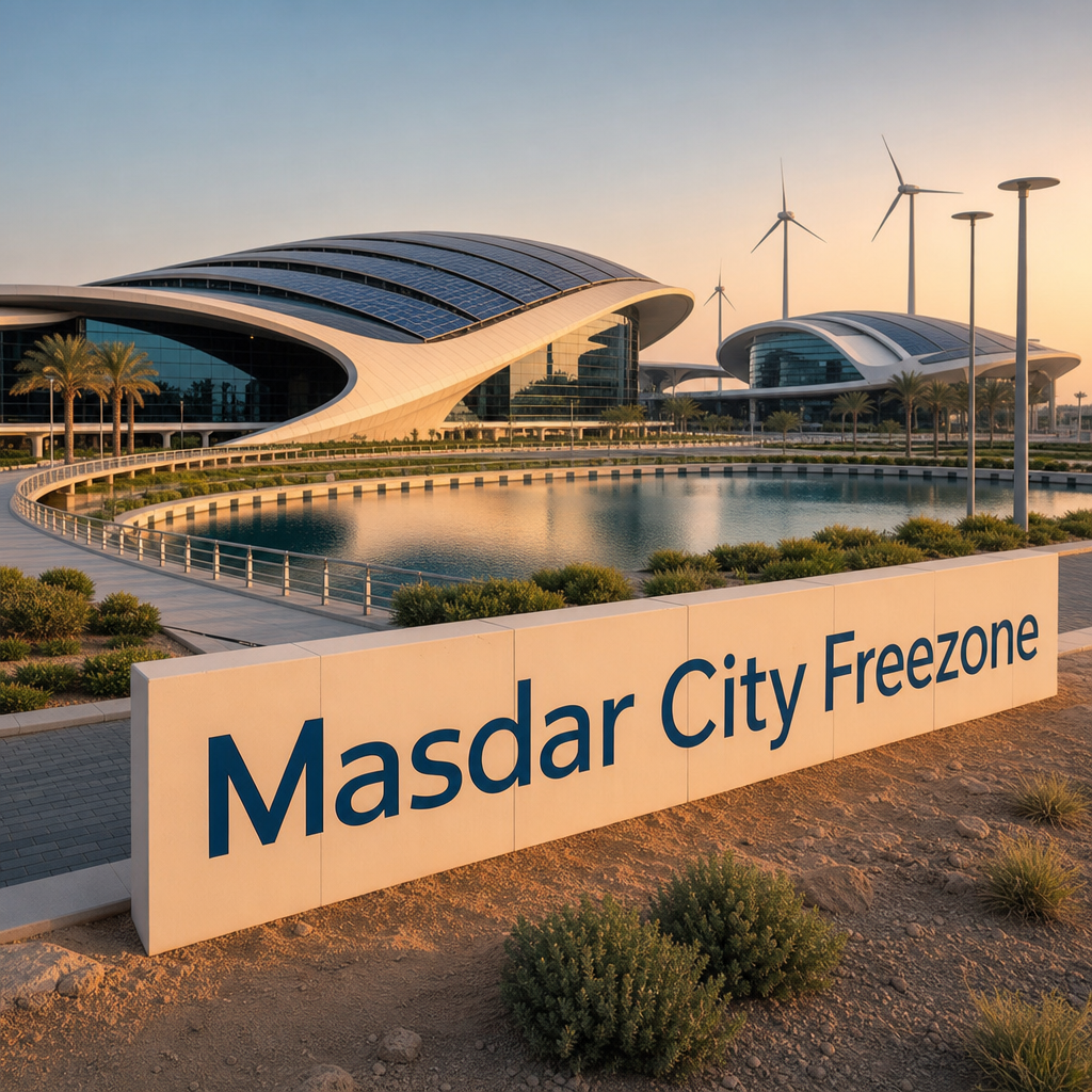 Masdar City Free Zone Abu Dhabi — sustainable business district buildings