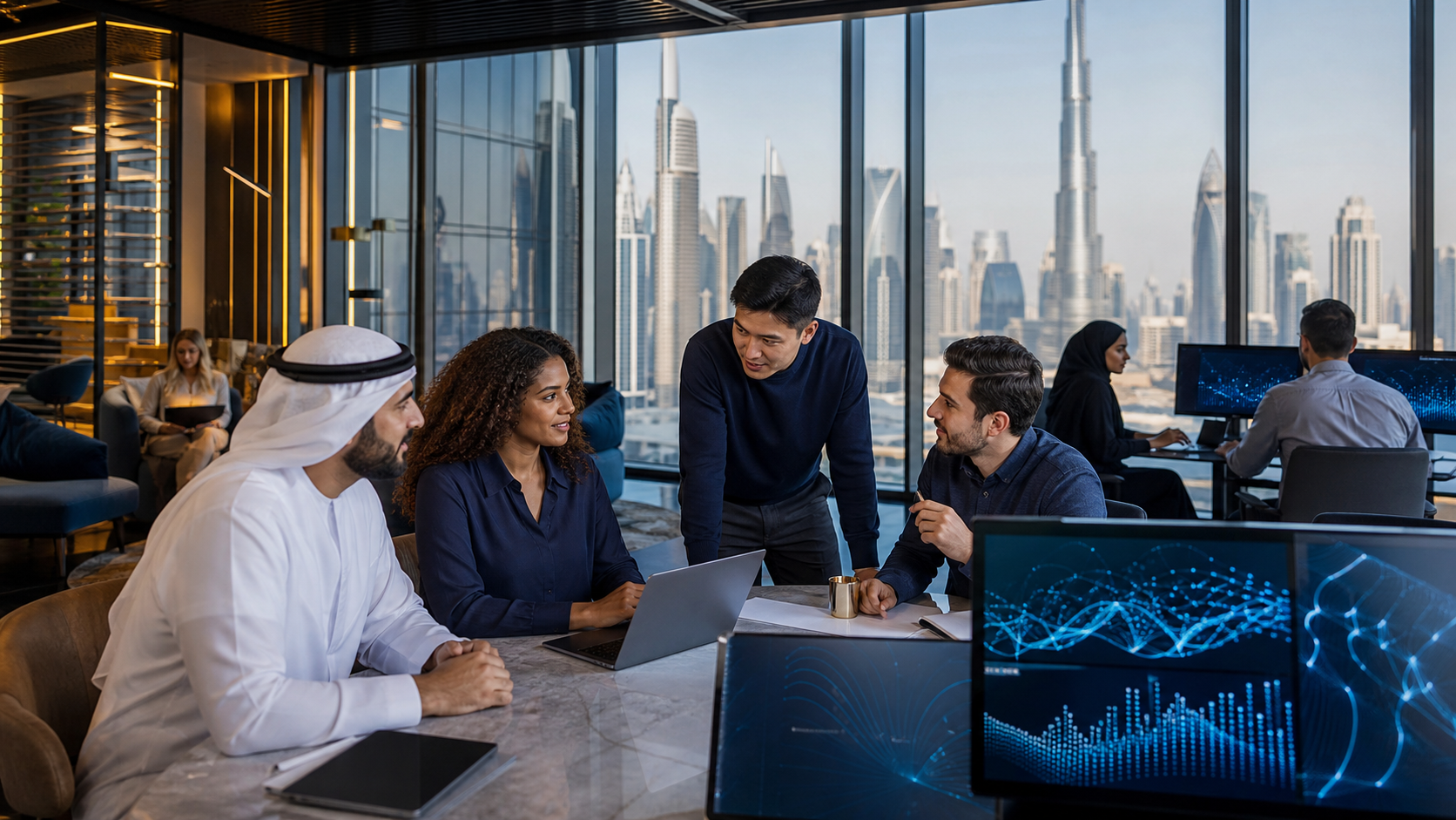 Professional services team planning a DIFC company setup in Dubai
