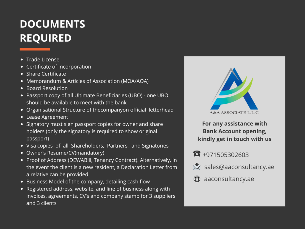 documents required to open bank account uae