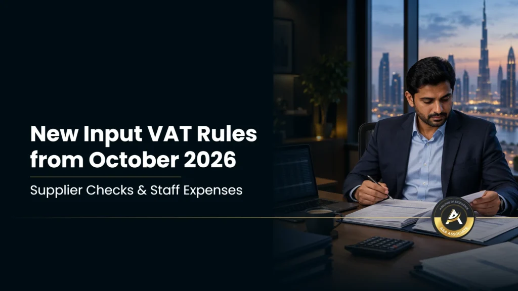 New Input VAT Rules in the UAE (October 2026): Supplier Checks, Staff Expenses and Cash Payments